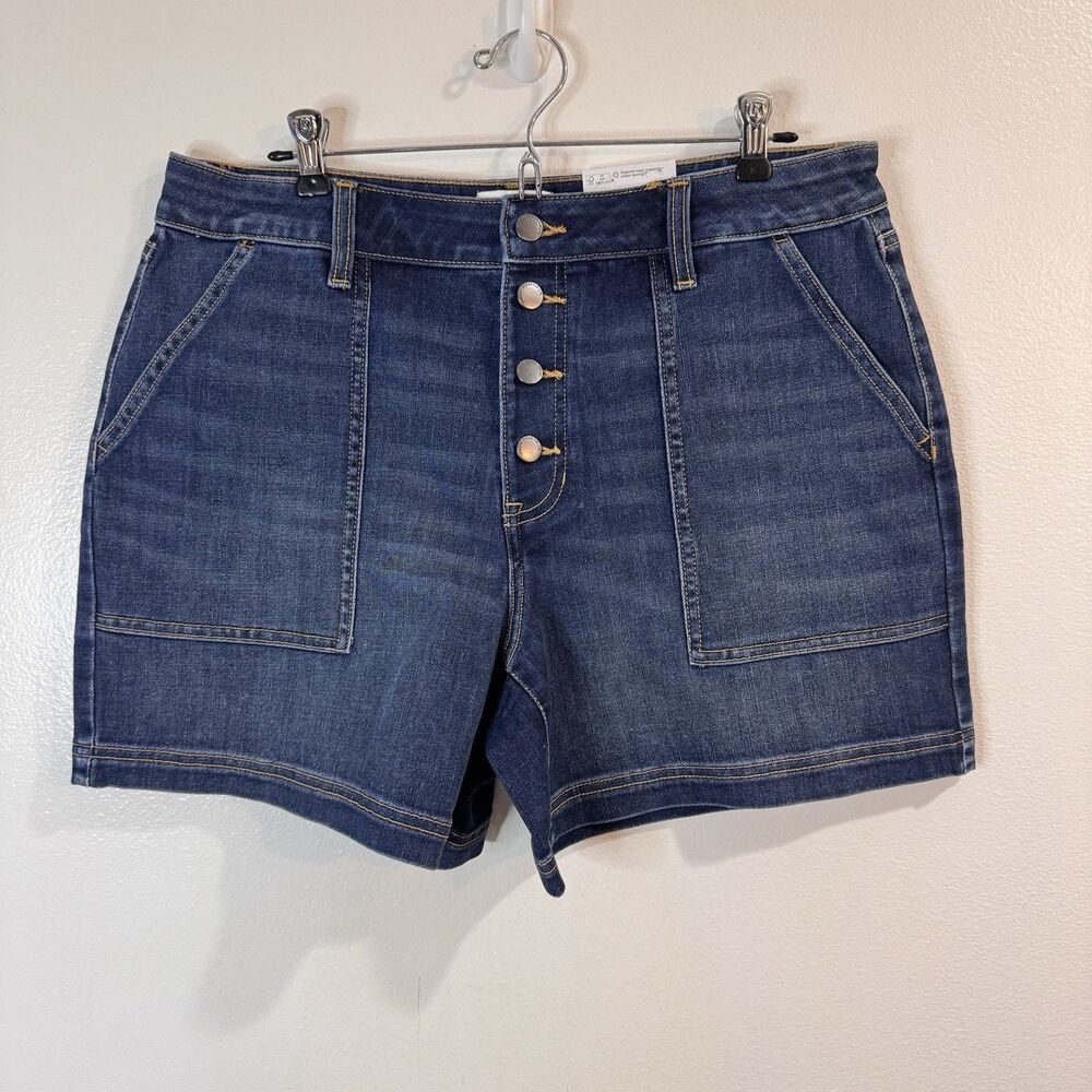 NWT Sonoma Shorts 14 Jean Denim High Rise Button Front Stretch 6" Inseam